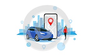 Online Car Sharing Service Remote Controlled Via Smartphone App City Transportation