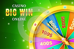 Online casino background with spinning retro game wheel