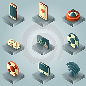 Online casino color gradient isometric icons