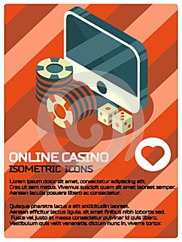 Online casino color isometric poster