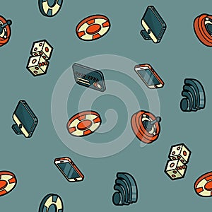 Online casino color outline isometric pattern