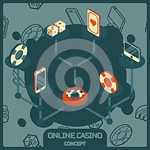 Online casino concept color isometric icons