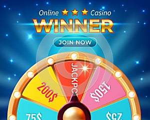 Online Casino Concept with Fortune Spinning Wheel Plasticine Style. Vector