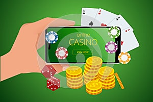 Online Casino Concept. Online Big Slots Casino Marketing Banner, Gaming Apps