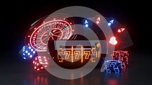 Online Casino Gambling Concept - 3D Illustration
