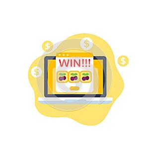 Online casino, gambling icon, flat vector