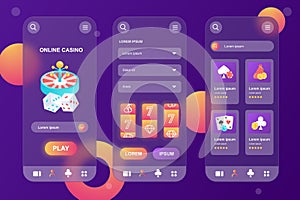 Online casino neumorphic elements kit for mobile app photo