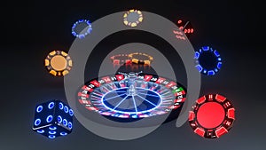 Online Casino Roulette Wheel Concept - 3D Illustration