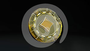Online Casino Yellow Glass Chip in Diamonds Concept - 3D Illustration