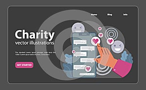 Online charity and charitable foundation night mode or dark mode web