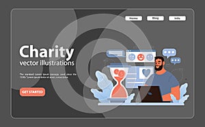 Online charity and charitable foundation night mode or dark mode web