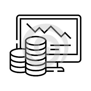 Online charts line icon, concept sign, outline vector illustration, linear symbol.