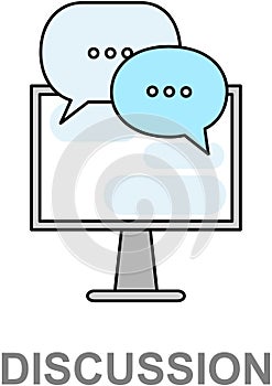 Online chat message notifications with computer vector illustration sms communication, virtual talk