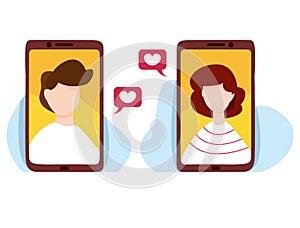 Online chatting and messaging vector illustration. Online dating service application. Communication and relationship