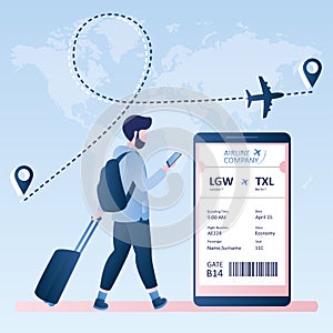Online check-in,Airline boarding pass ticket with barcode code on mobile phone screen