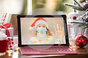 Online Christmas family party during pandemic coronavirus COVID 19