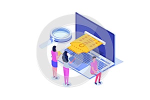 Online cinema tickets booking isometric concept. Mobile app.