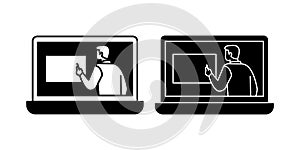 Online Class Black Icon Bundle ELearning Education
