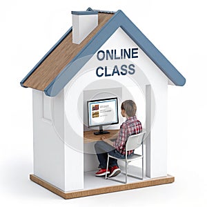 Online class icon isolated on white background photo