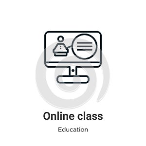 Online class outline vector icon. Thin line black online class icon, flat vector simple element illustration from editable online
