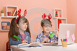 Online classes, teaching online. Kids learning online