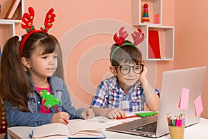 Online classes, teaching online. Kids learning online