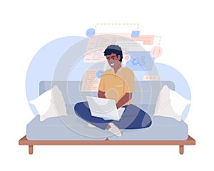 Online coding class 2D vector isolated illustration
