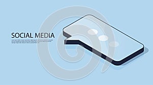 Online communication social media icon. Isometric shape 3d vector illustration. Speech bubble