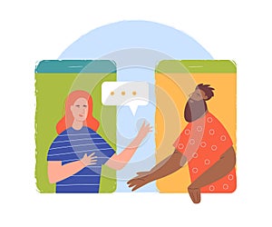 Online communication. Social network connecting people. Vector illustration.