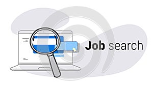 Online computer application job search concept hiring website laptop screen sketch doodle horizontal