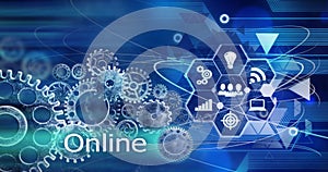 Online concept, Innovation Computer Data Cogs Technology,Training,background