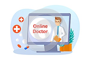 Online consultation with doctor. Remote medical treatment