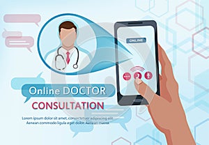 Online consultation doctor. Vector illustration