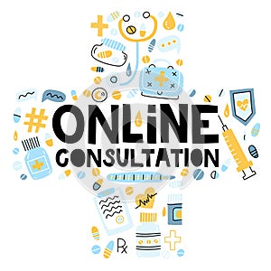 Online consultation flat vector illustration
