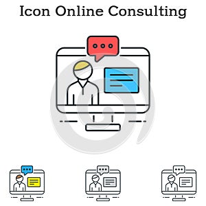 Online Consulting flat icon design for infographics and businesses