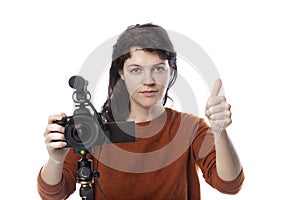 Online Content Creator or Filmmaker with Thumbs Up