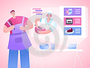 Online cooking course. Online education,video tutorial, distance learning.