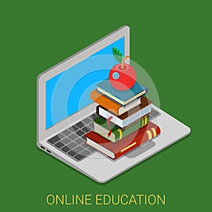 Online course education internet book flat 3d isometric vector