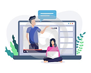 Online course tutorial vector illustration