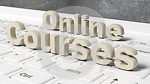 Online Courses 3D text on laptop keyboard