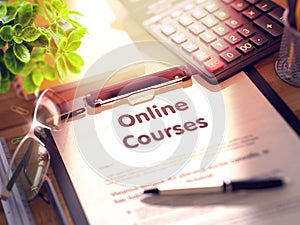 Online Courses Concept on Clipboard. 3D.