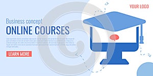 Online courses, distance education, global education flat illustration concepts set. Flat design graphics for web sites