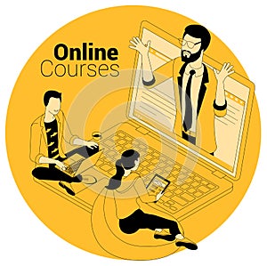 Online courses, education, training concept