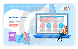 Online courses, educational website, landing page, studying material in internet, methods of study