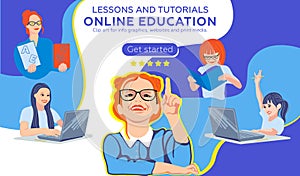 Online courses lessons and tutorials. Online education