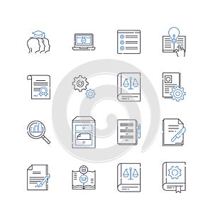 online courses line icons collection. eLearning, virtual, distance, instruction, web-based, remote, digital vector and