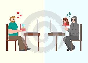 Online crime concept vector flat illustration