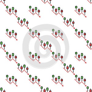 Online Crypto Trading vector Candlestick Chart colored seamless pattern