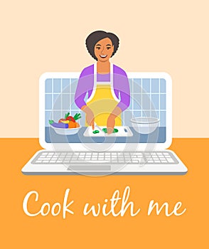 Online culinary video tutorial on computer screen