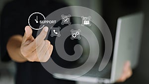 Online Customer Support and Technical Service Icon Touch